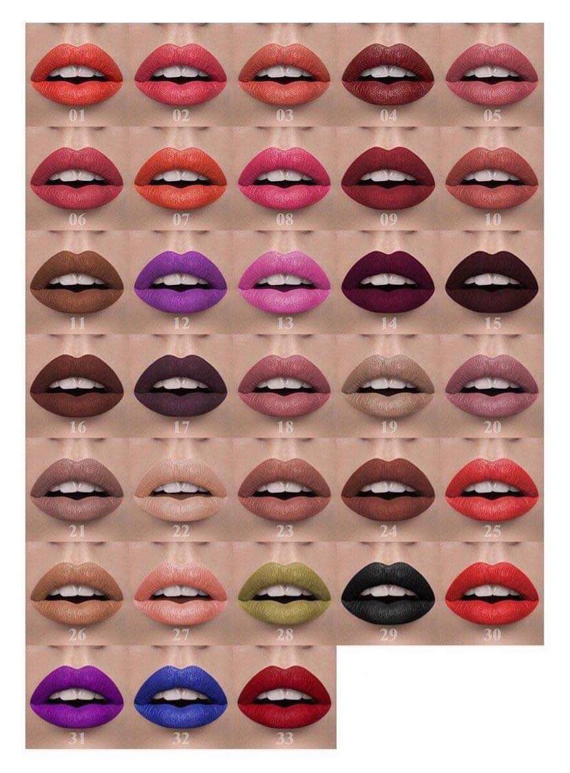 Image of lips showcasing several lipstick colors